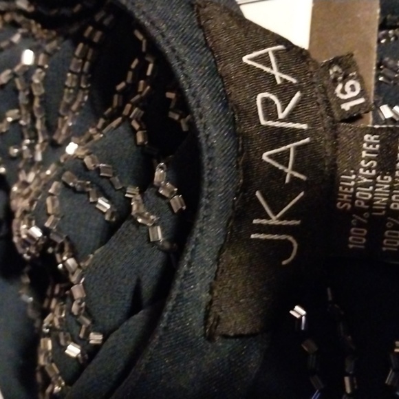 JK ARA Women's Blue 3/4 Sleeve Handmade Beaded Mock  Dress NWT Size 16P - Picture 6 of 10